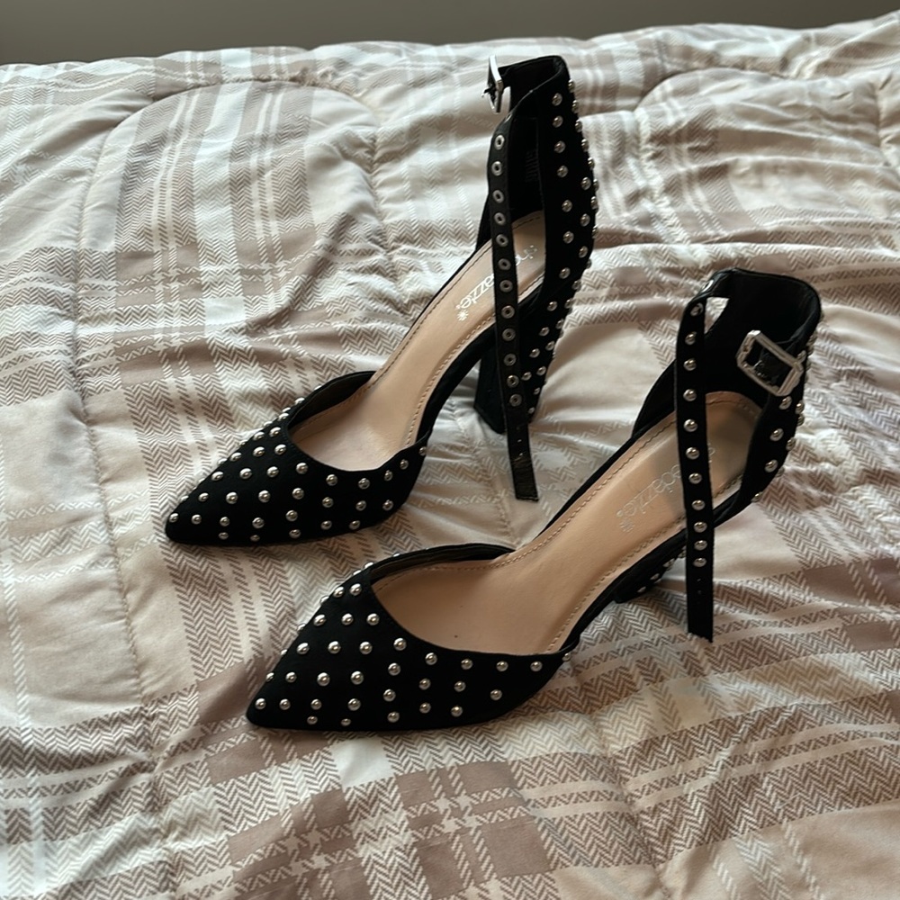 Black and silver heels